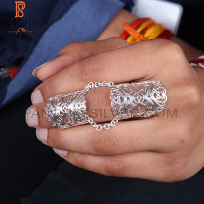 Handmade Mandala 925 Stamp Sterling Silver Knuckle Ring