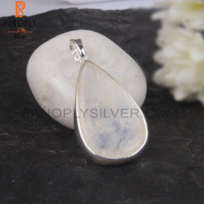 Rainbow Moonstone Pear Shape 925 Sterling Silver Pendant