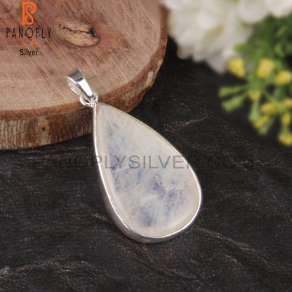 Rainbow Moonstone Pear Shape 925 Sterling Silver Pendant