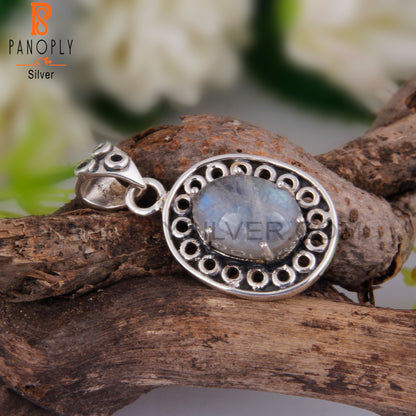 Doublet Labradorite Oval Shape 925 Sterling Silver Pendant