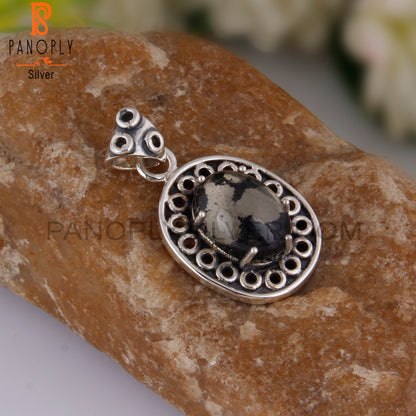 Doublet Apache Gold Crystal Oval Shape 925 Silver Pendant
