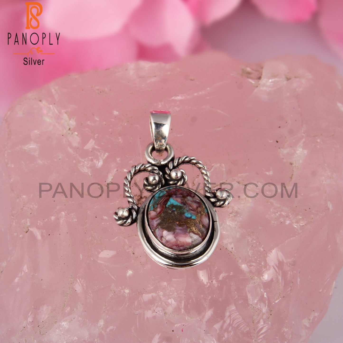 Mojave Copper Purple Oyster Turquoise 925 Pendant