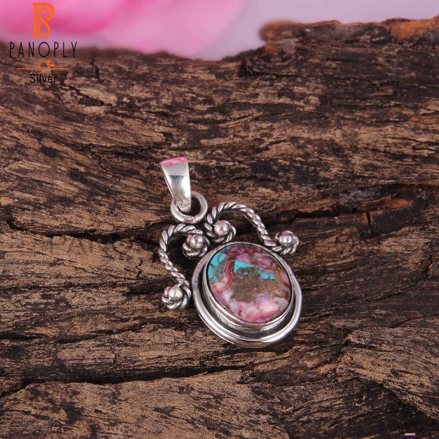 Mojave Copper Purple Oyster Turquoise 925 Pendant