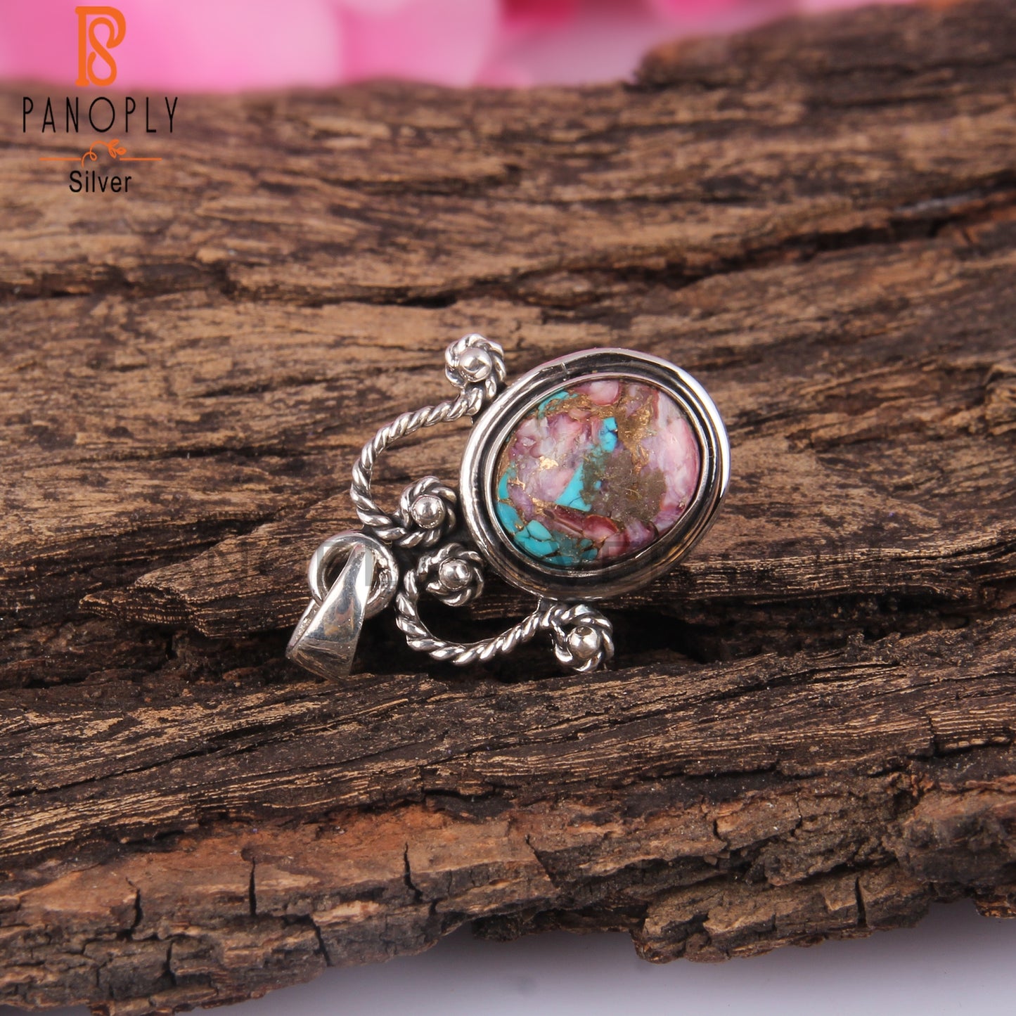 Mojave Copper Purple Oyster Turquoise 925 Pendant