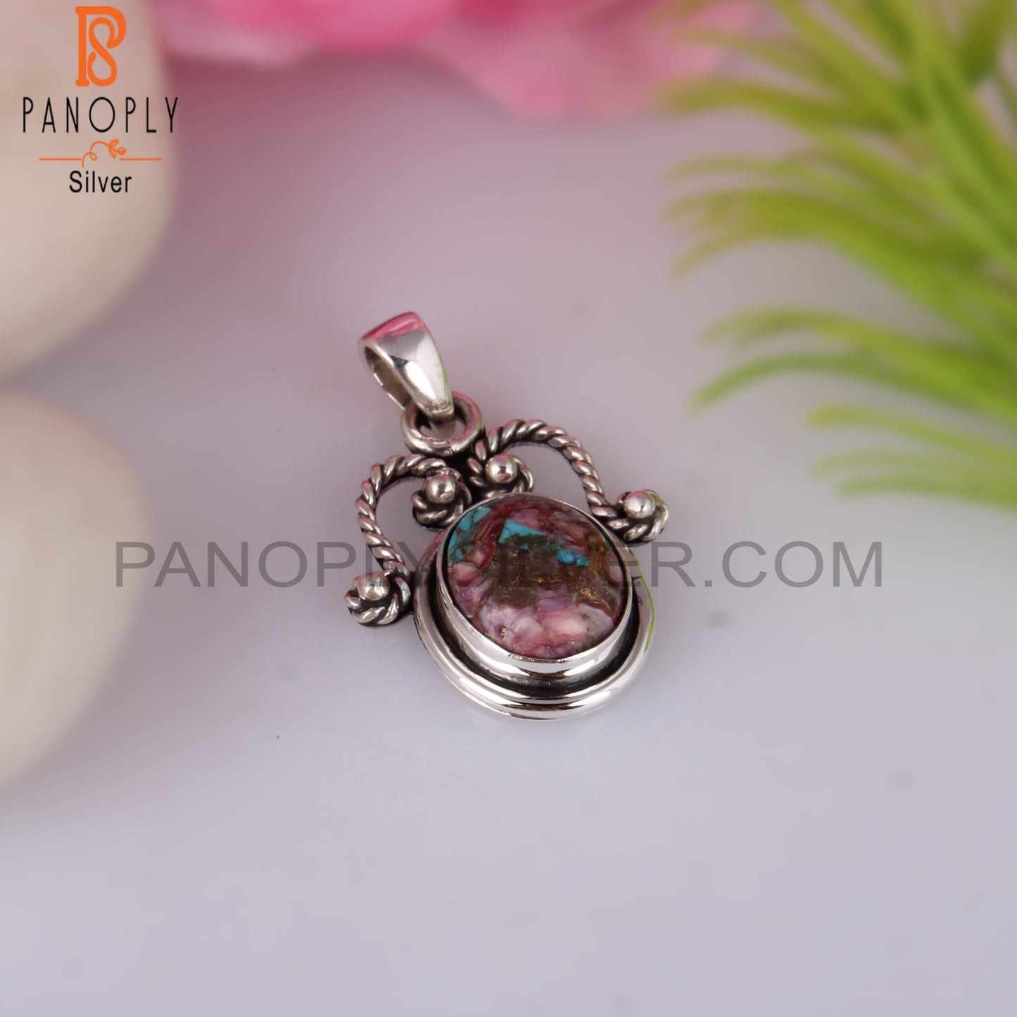 Mojave Copper Purple Oyster Turquoise 925 Pendant