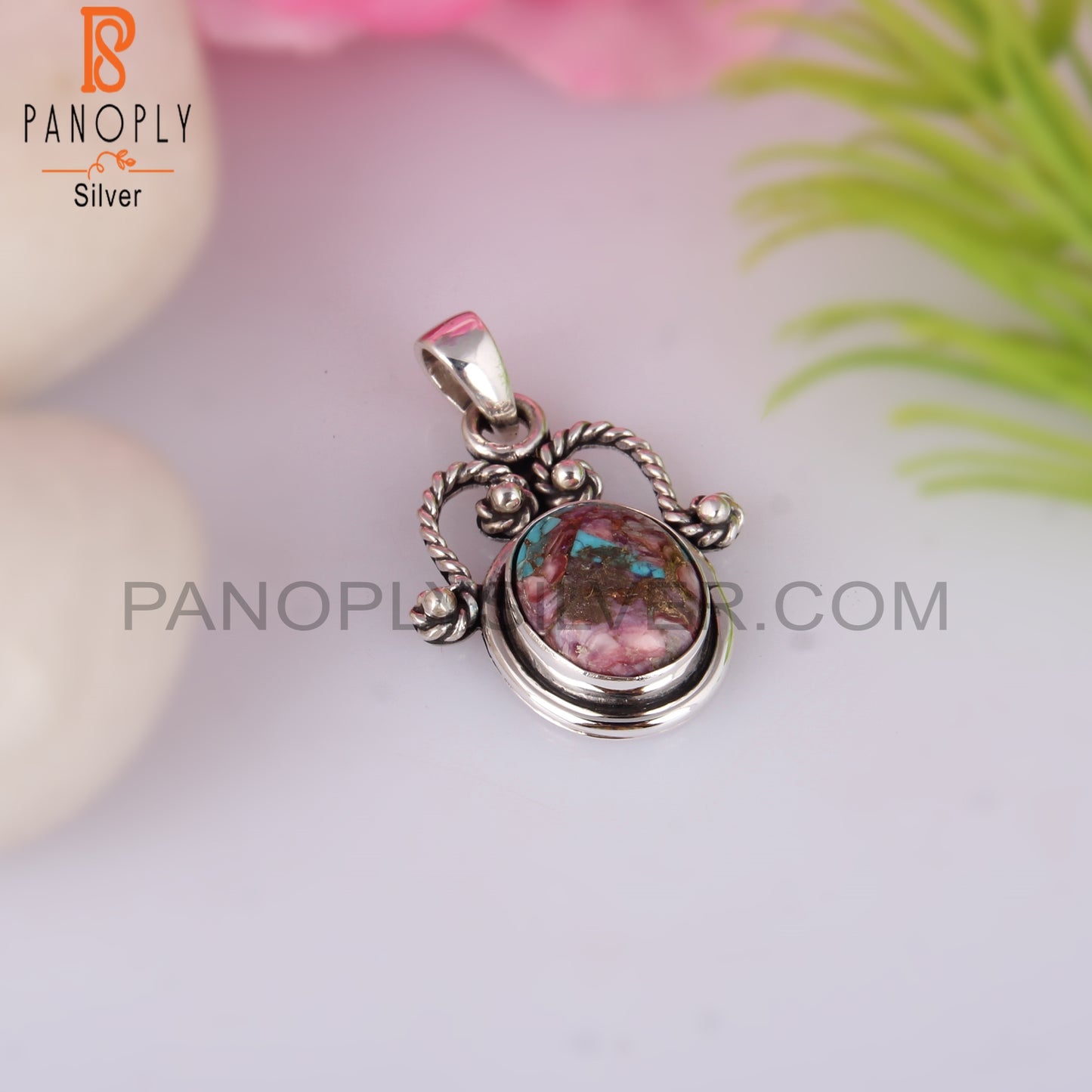 Mojave Copper Purple Oyster Turquoise 925 Pendant