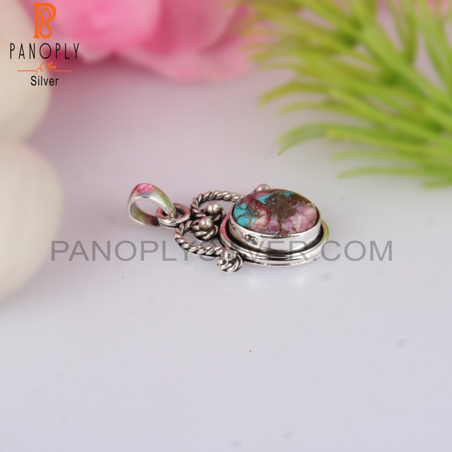 Mojave Copper Purple Oyster Turquoise 925 Pendant