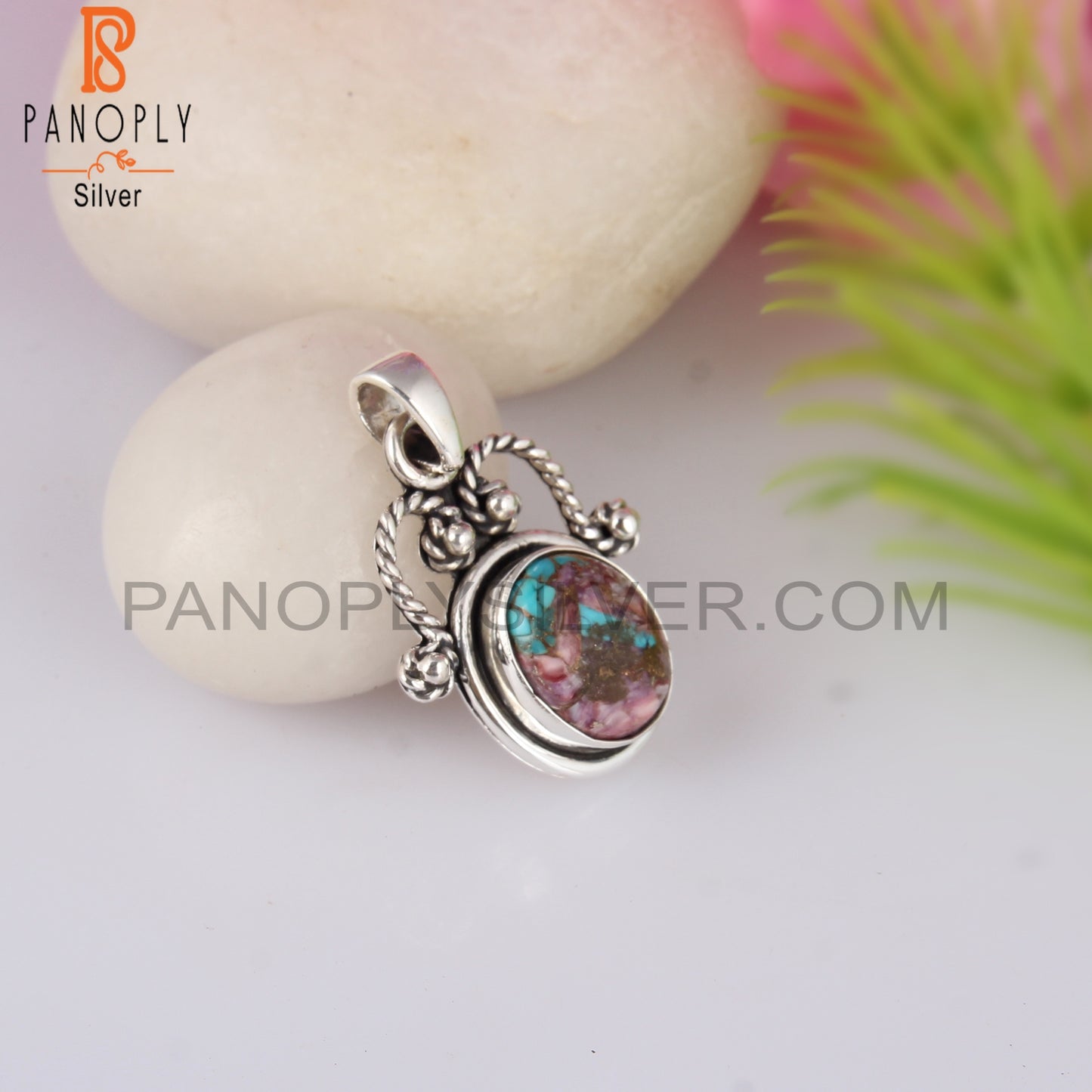 Mojave Copper Purple Oyster Turquoise 925 Pendant
