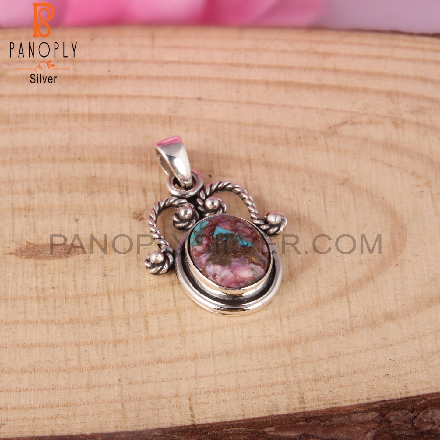 Mojave Copper Purple Oyster Turquoise 925 Pendant