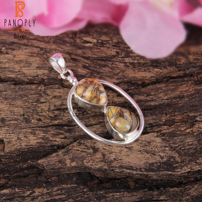 Mojave Copper Bumblebee Turquoise Pear 925 Silver Pendant