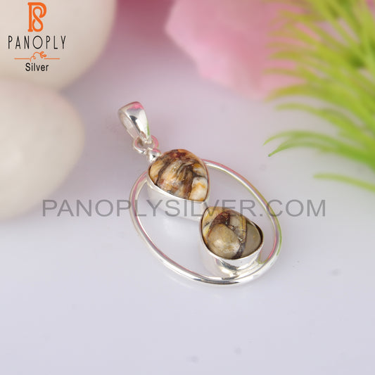 Mojave Copper Bumblebee Turquoise Pear 925 Silver Pendant