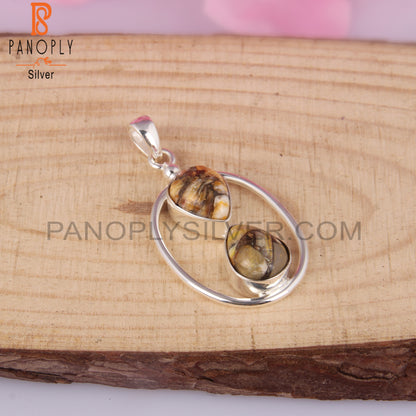 Mojave Copper Bumblebee Turquoise Pear 925 Silver Pendant
