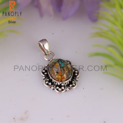 Mojave Copper Bumblebee Turquoise 925 Sterling Silver Pendant