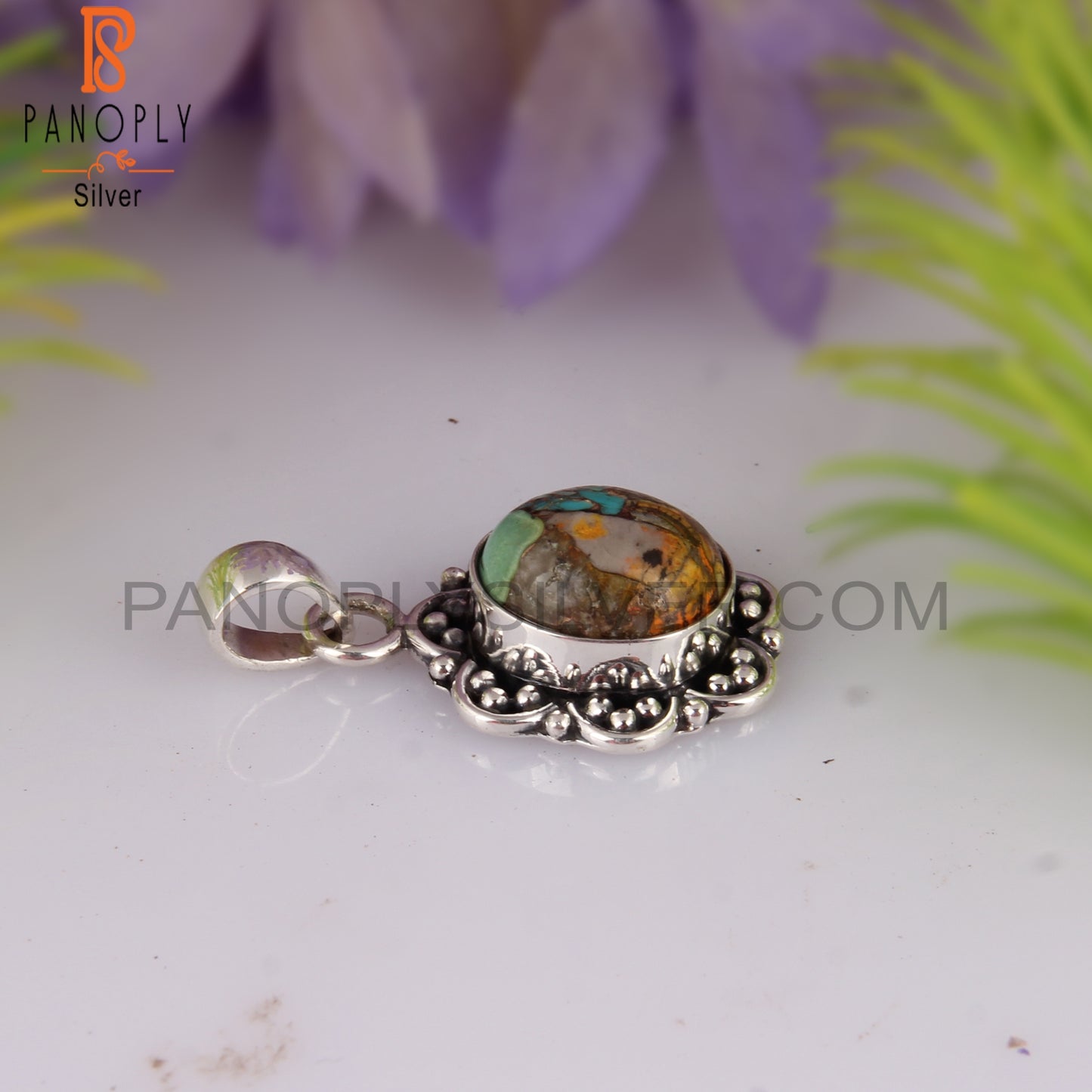 Mojave Copper Bumblebee Turquoise 925 Sterling Silver Pendant