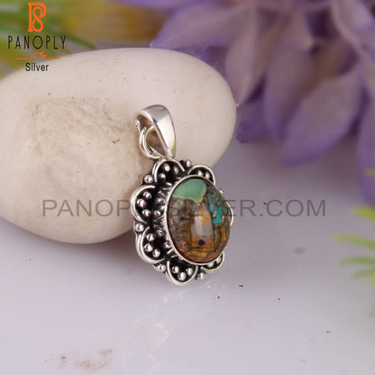 Mojave Copper Bumblebee Turquoise 925 Sterling Silver Pendant