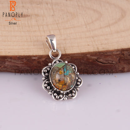 Mojave Copper Bumblebee Turquoise 925 Sterling Silver Pendant