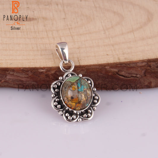 Mojave Copper Bumblebee Turquoise 925 Sterling Silver Pendant