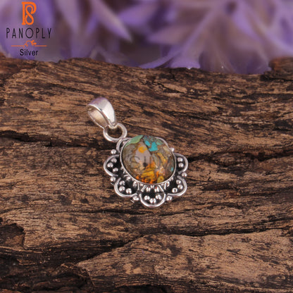 Mojave Copper Bumblebee Turquoise 925 Sterling Silver Pendant