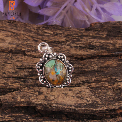 Mojave Copper Bumblebee Turquoise 925 Sterling Silver Pendant