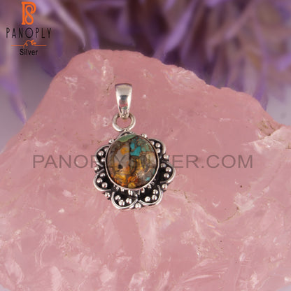 Mojave Copper Bumblebee Turquoise 925 Sterling Silver Pendant