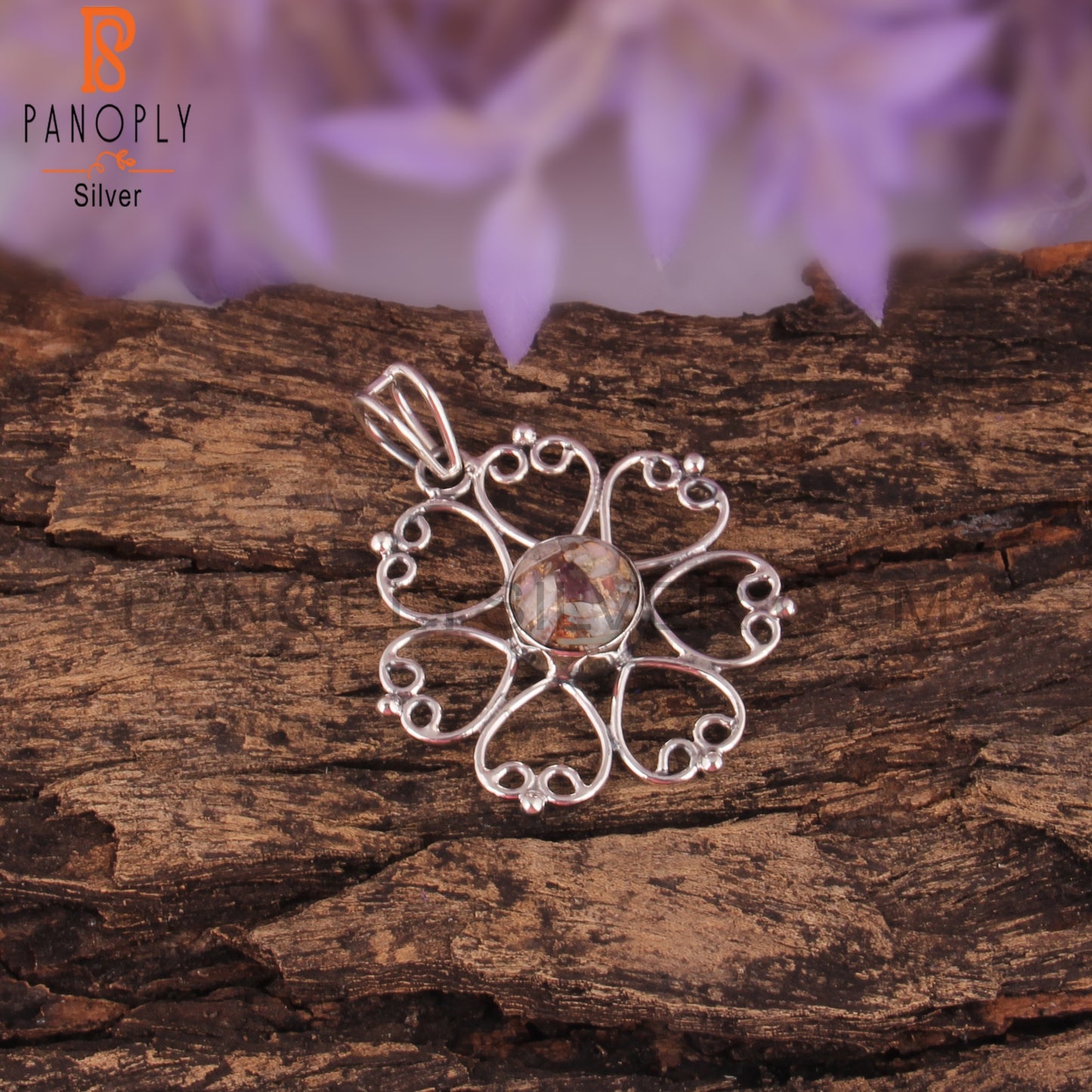 Mojave Copper Ethiopian Opal Round 925 Silver Pendant