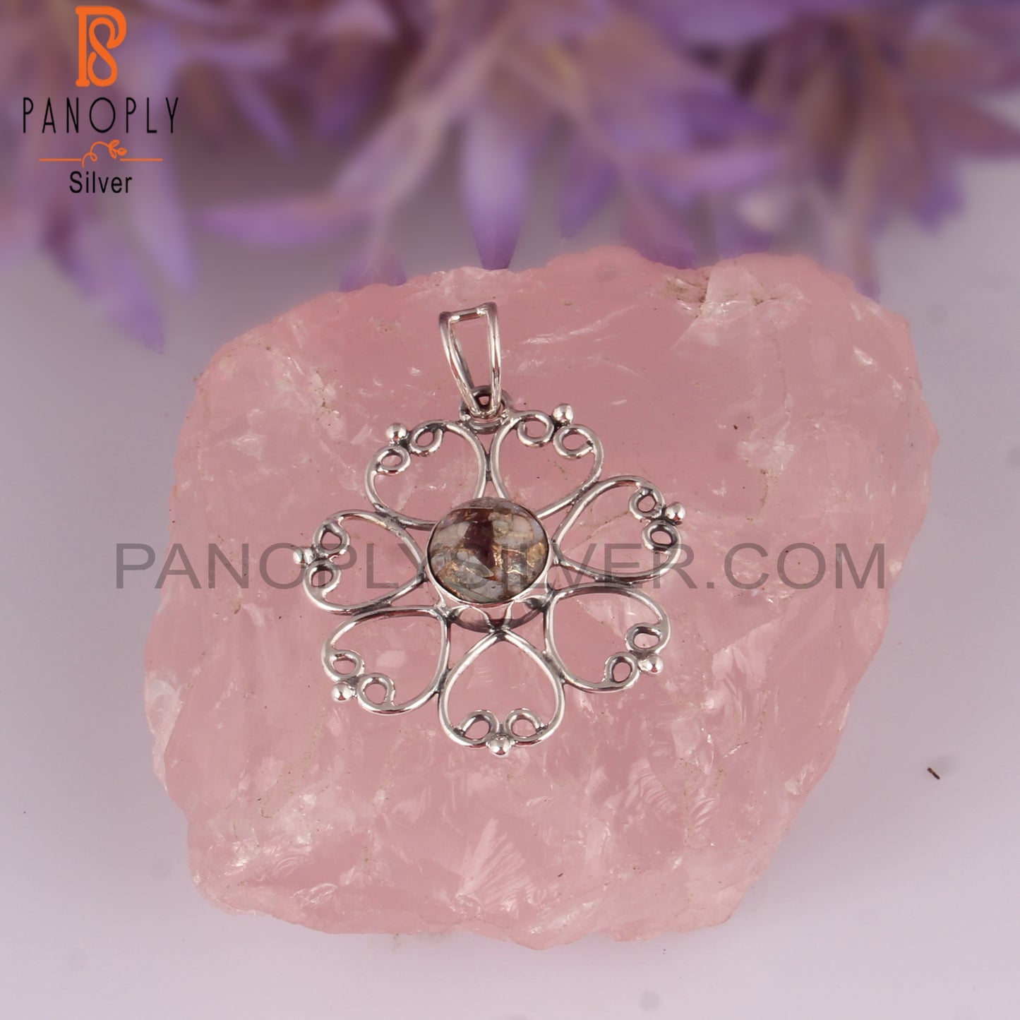 Mojave Copper Ethiopian Opal Round 925 Silver Pendant