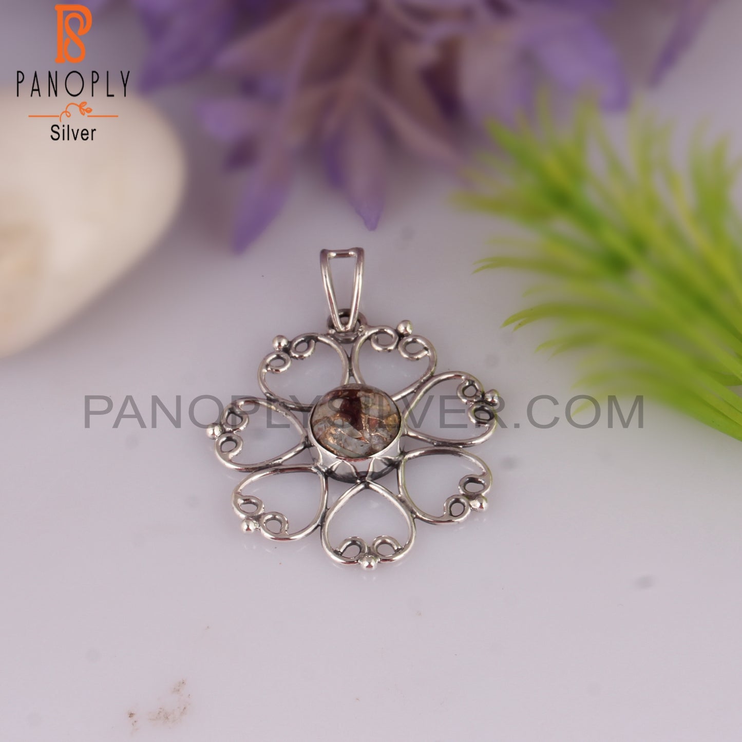 Mojave Copper Ethiopian Opal Round 925 Silver Pendant
