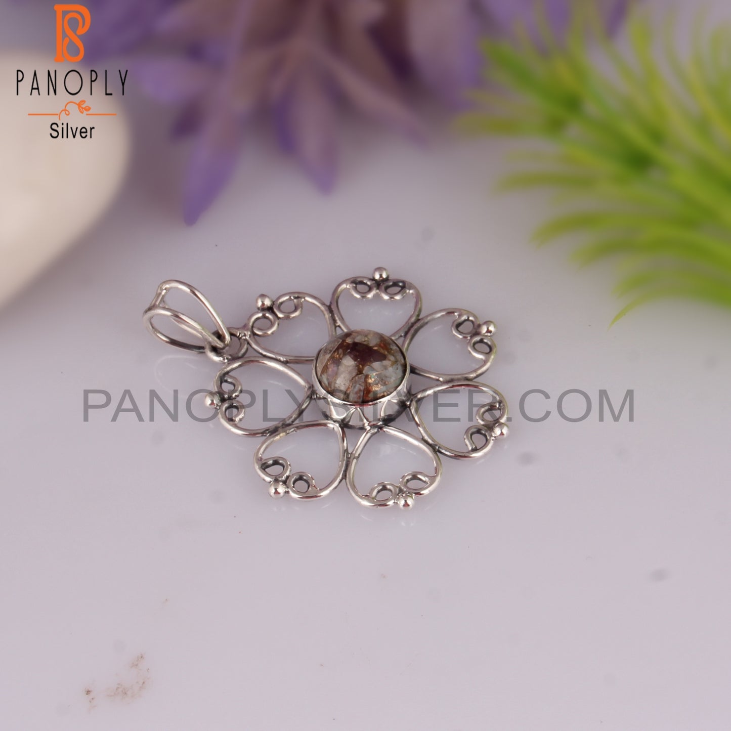 Mojave Copper Ethiopian Opal Round 925 Silver Pendant