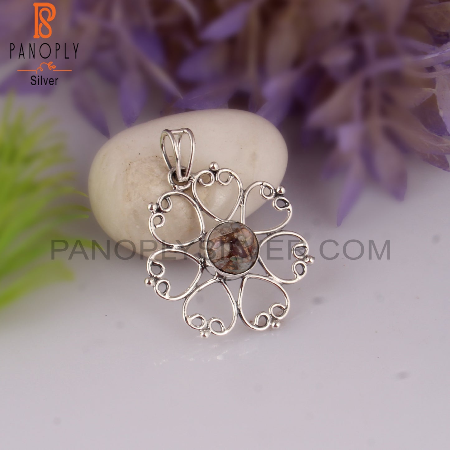 Mojave Copper Ethiopian Opal Round 925 Silver Pendant