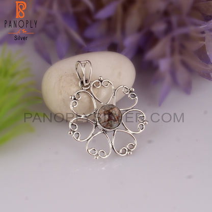 Mojave Copper Ethiopian Opal Round 925 Silver Pendant