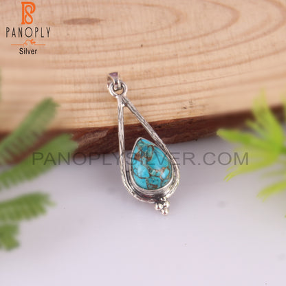 Mojave Copper Turquoise Pear Shape 925 Sterling Silver Pendant