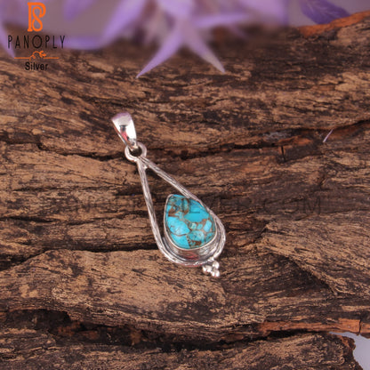 Mojave Copper Turquoise Pear Shape 925 Sterling Silver Pendant