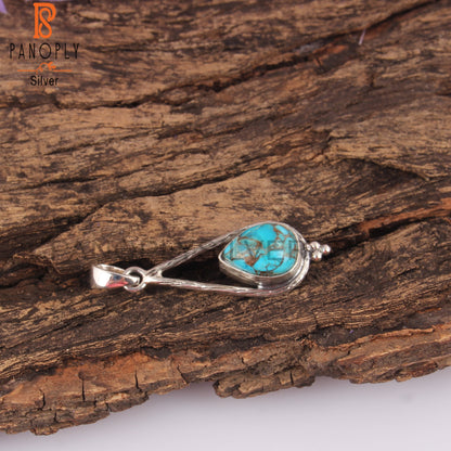 Mojave Copper Turquoise Pear Shape 925 Sterling Silver Pendant