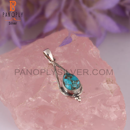 Mojave Copper Turquoise Pear Shape 925 Sterling Silver Pendant