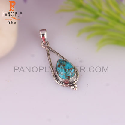 Mojave Copper Turquoise Pear Shape 925 Sterling Silver Pendant