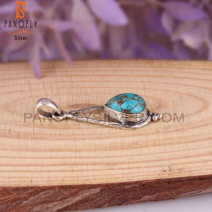 Mojave Copper Turquoise Pear Shape 925 Sterling Silver Pendant