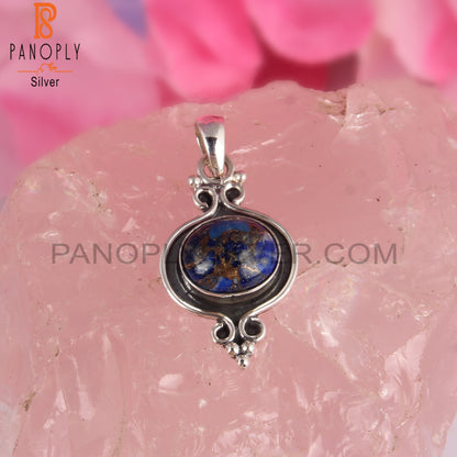 Mojave Copper Lapis Oval Shape 925 Sterling Silver Pendant