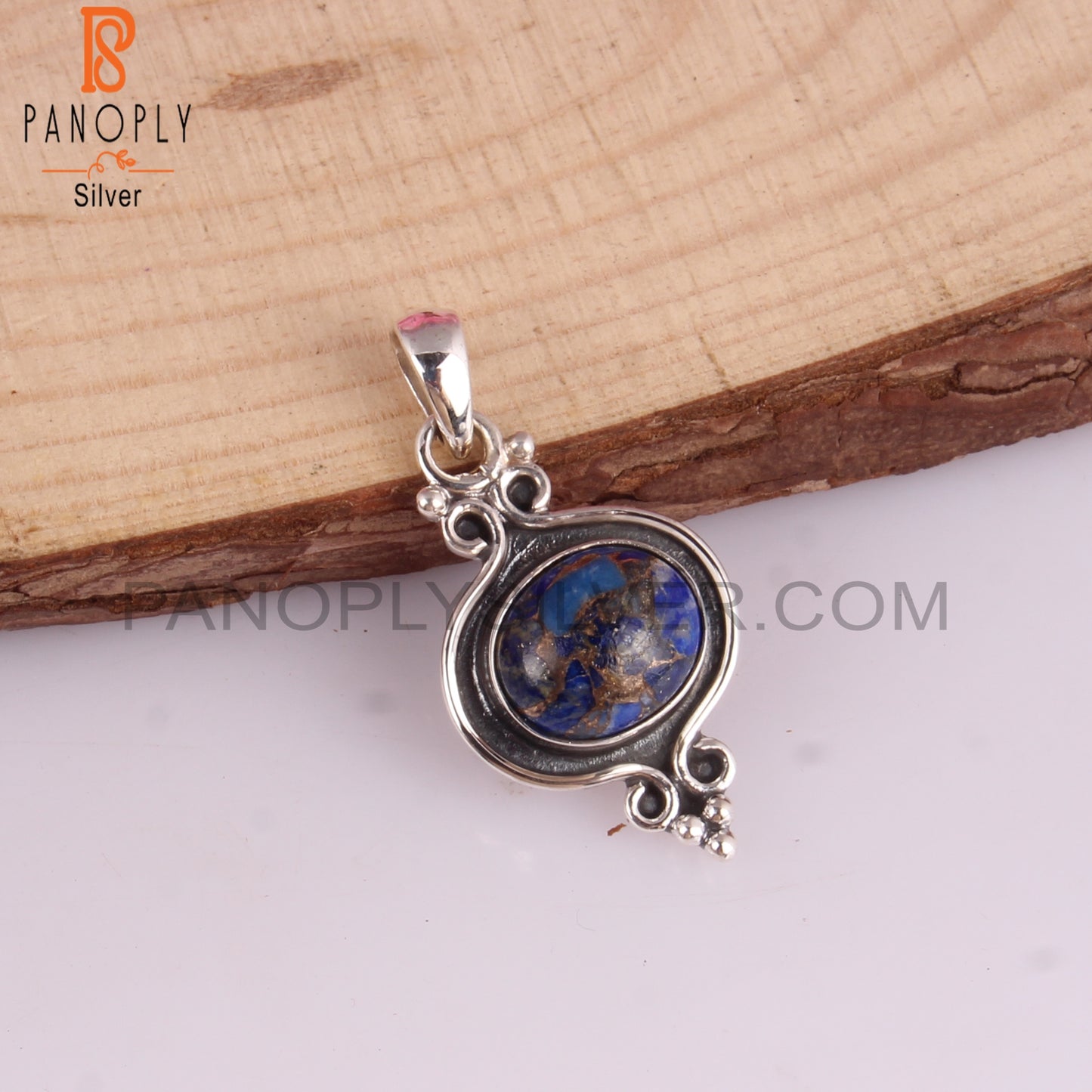 Mojave Copper Lapis Oval Shape 925 Sterling Silver Pendant