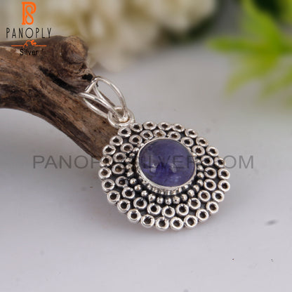 Tanzanite Round Shape 925 Sterling Silver Pendant