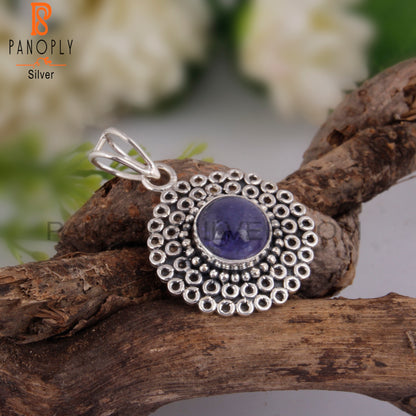 Tanzanite Round Shape 925 Sterling Silver Pendant