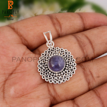 Tanzanite Round Shape 925 Sterling Silver Pendant