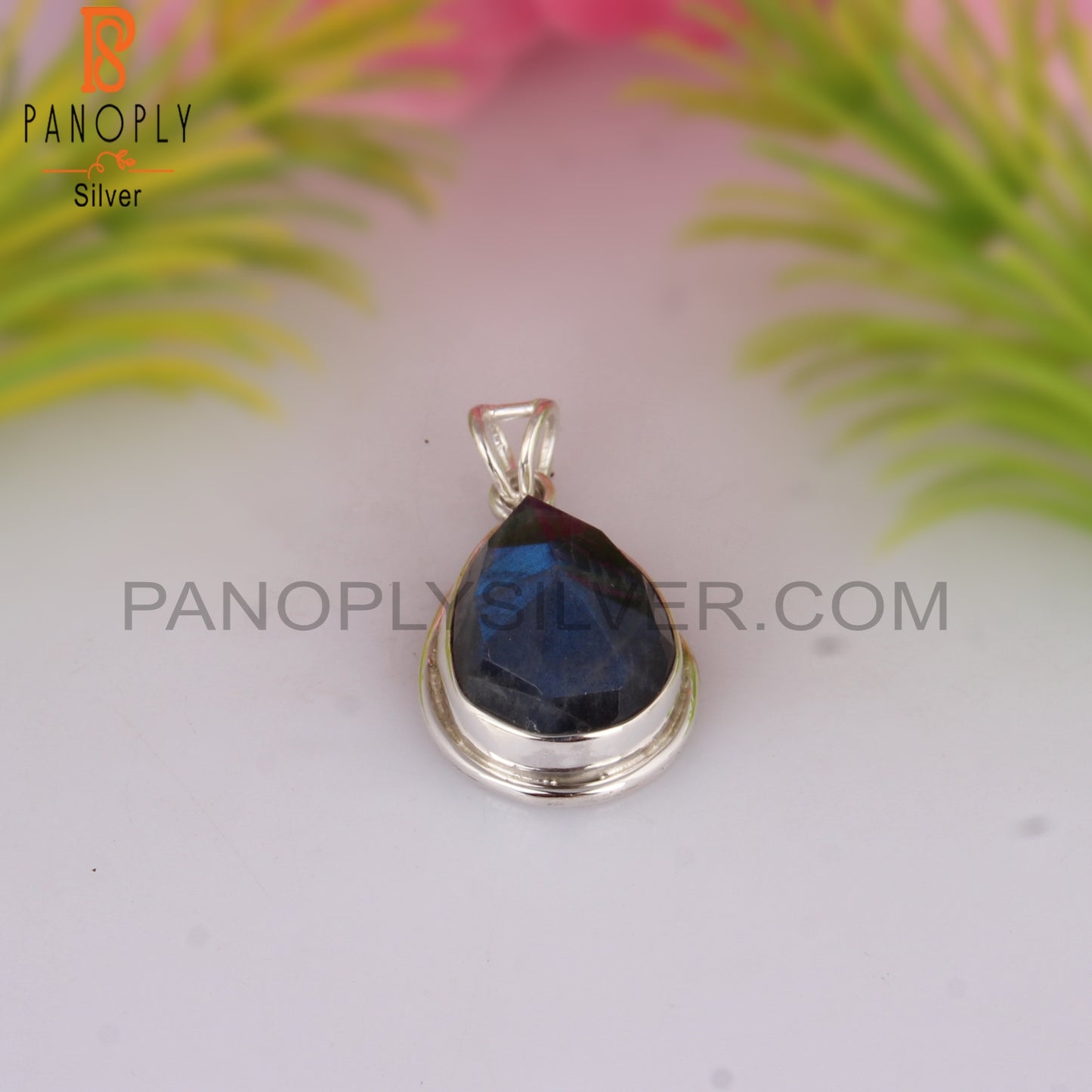 Labradorite Pear Shape Silver Pendant Statement Jewelry