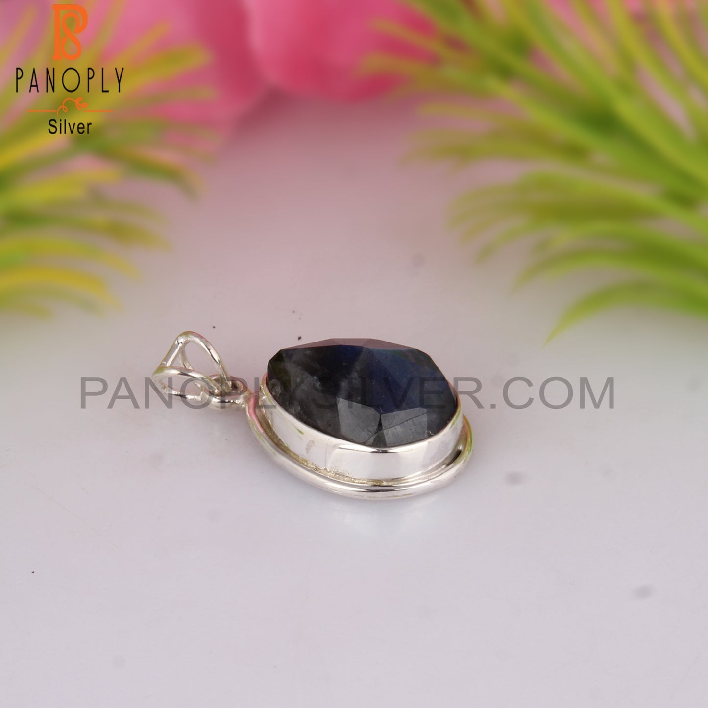 Labradorite Pear Shape Silver Pendant Statement Jewelry