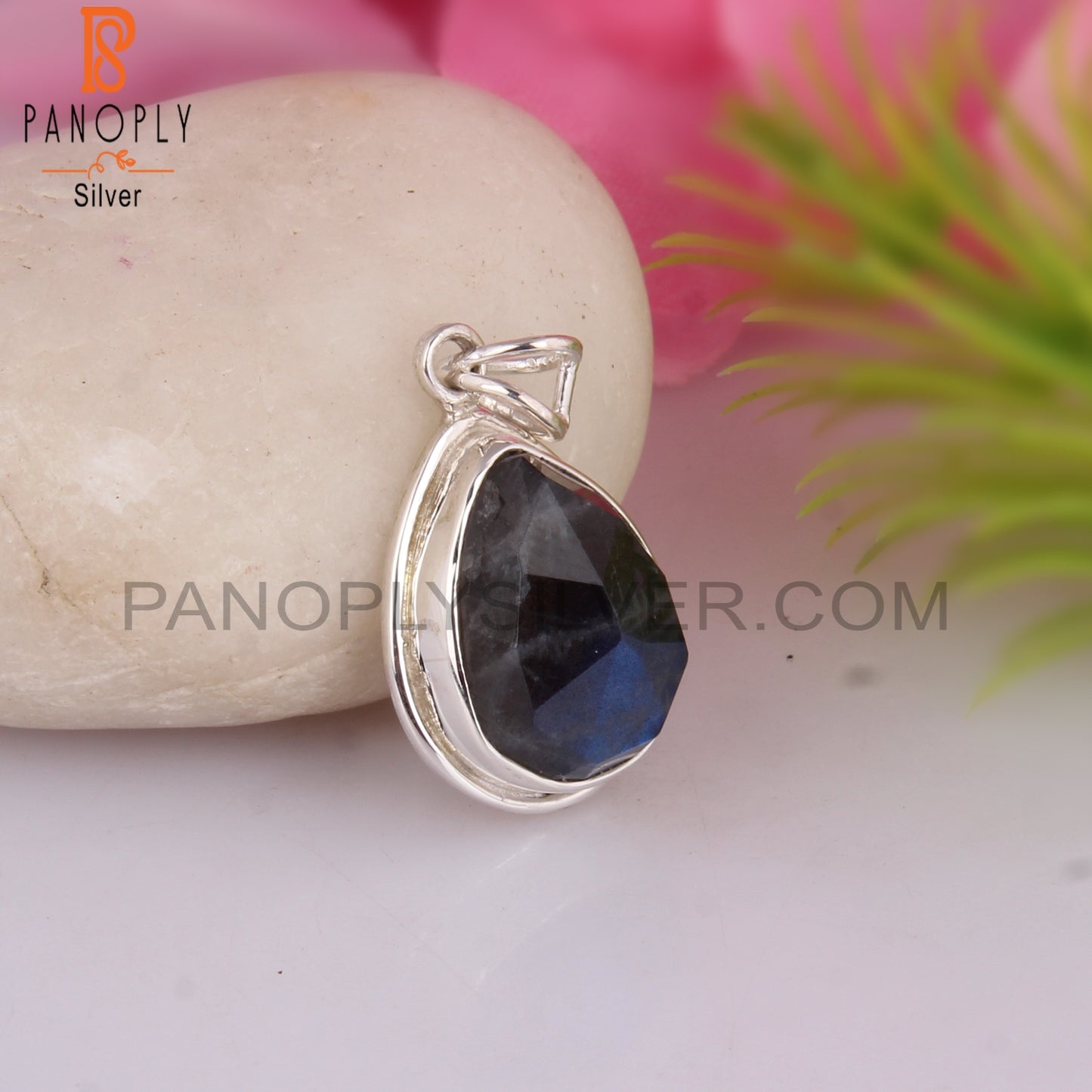 Labradorite Pear Shape Silver Pendant Statement Jewelry