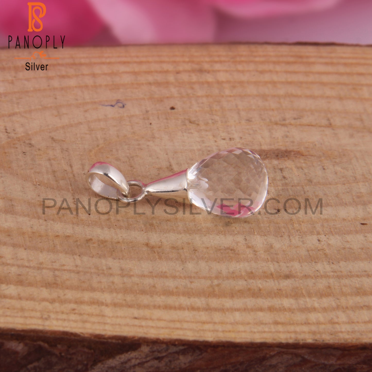 Crystal Quartz Drop Shape 925 Sterling Silver Pendant