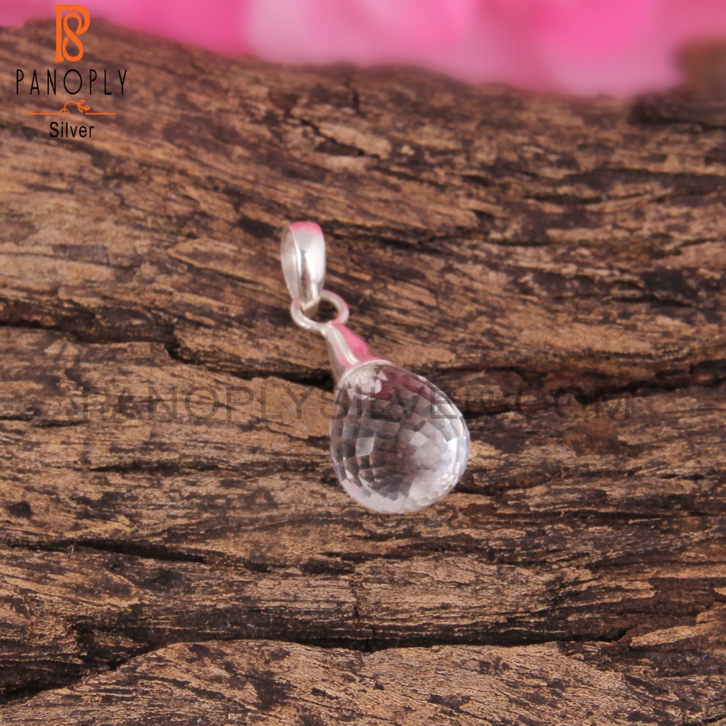 Crystal Quartz Drop Shape 925 Sterling Silver Pendant