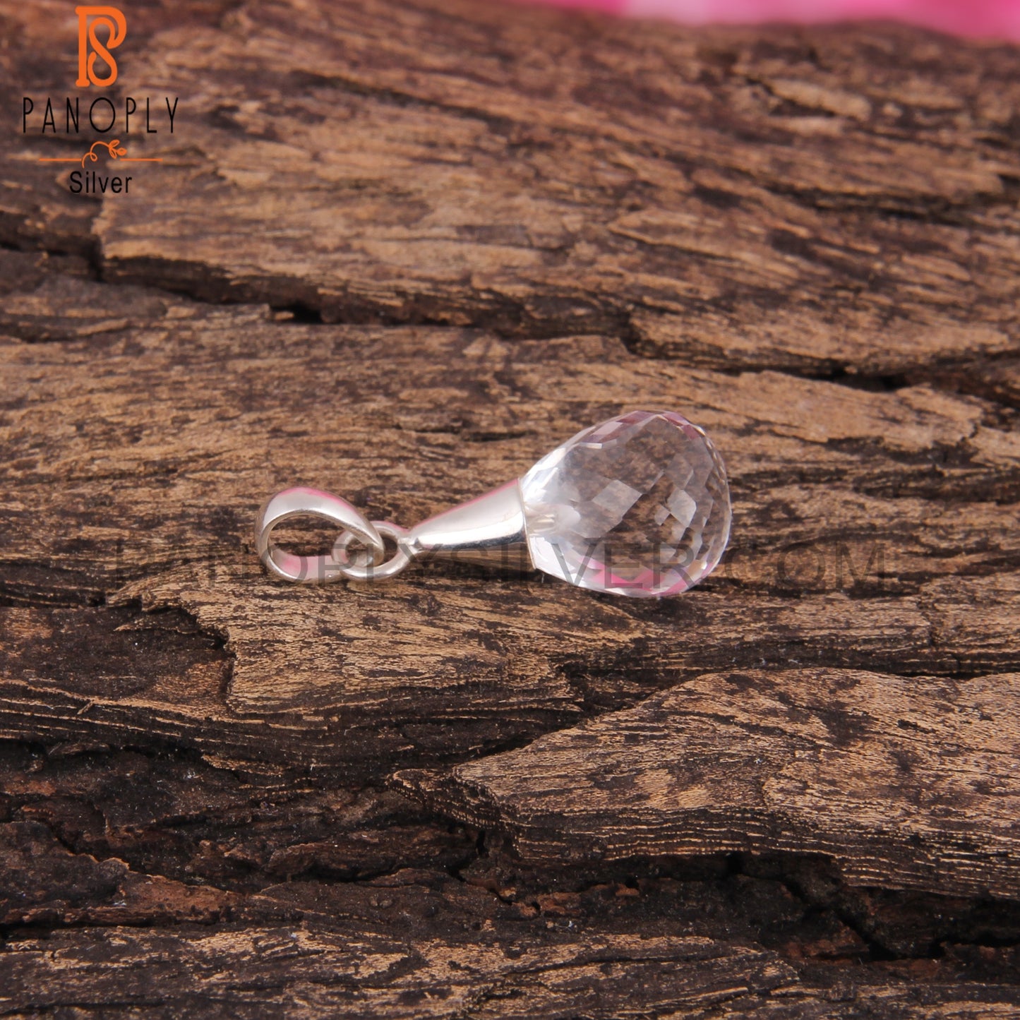 Crystal Quartz Drop Shape 925 Sterling Silver Pendant