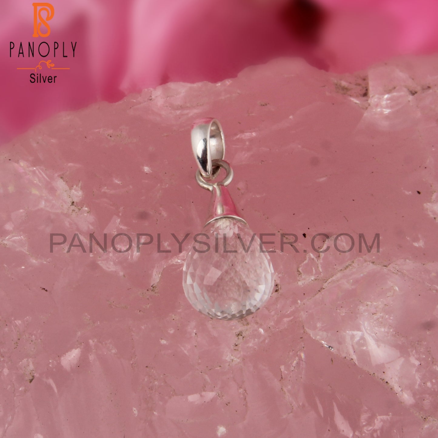Crystal Quartz Drop Shape 925 Sterling Silver Pendant