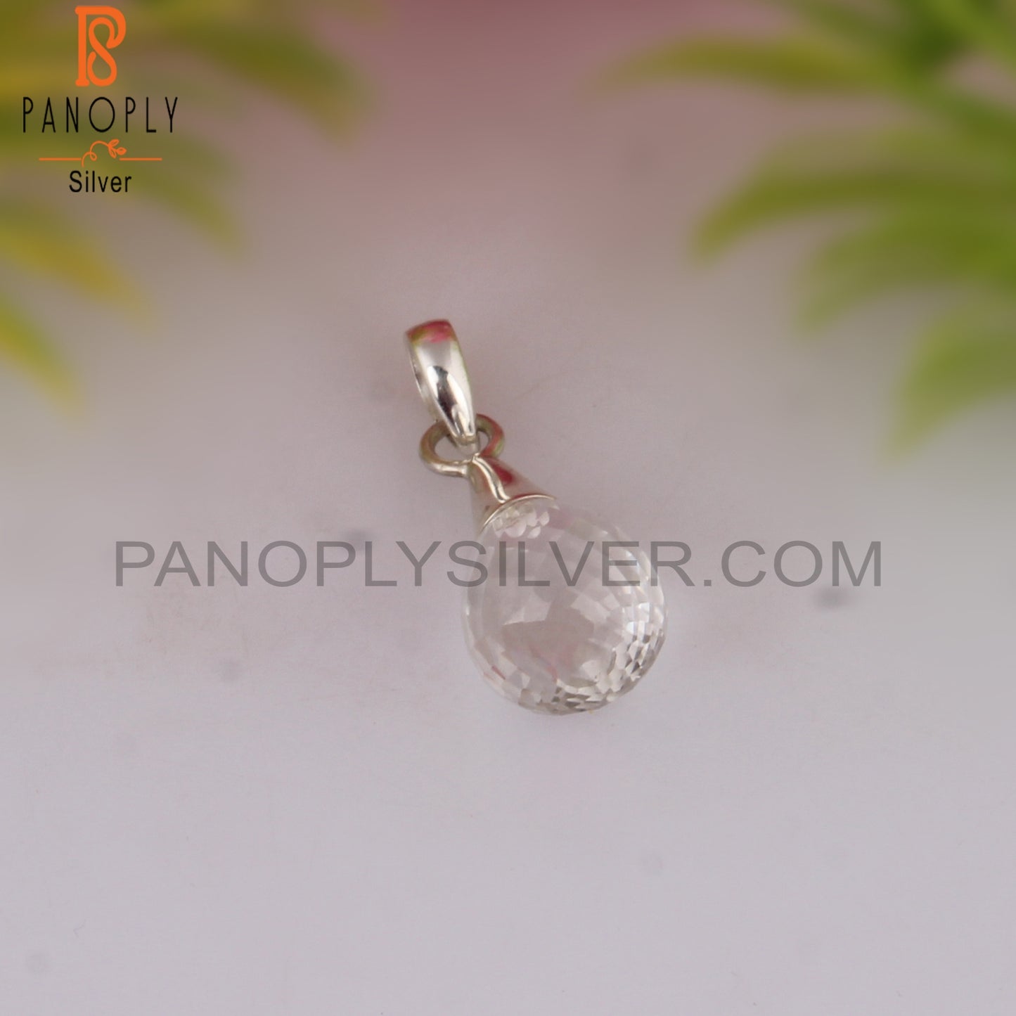 Crystal Quartz Drop Shape 925 Sterling Silver Pendant