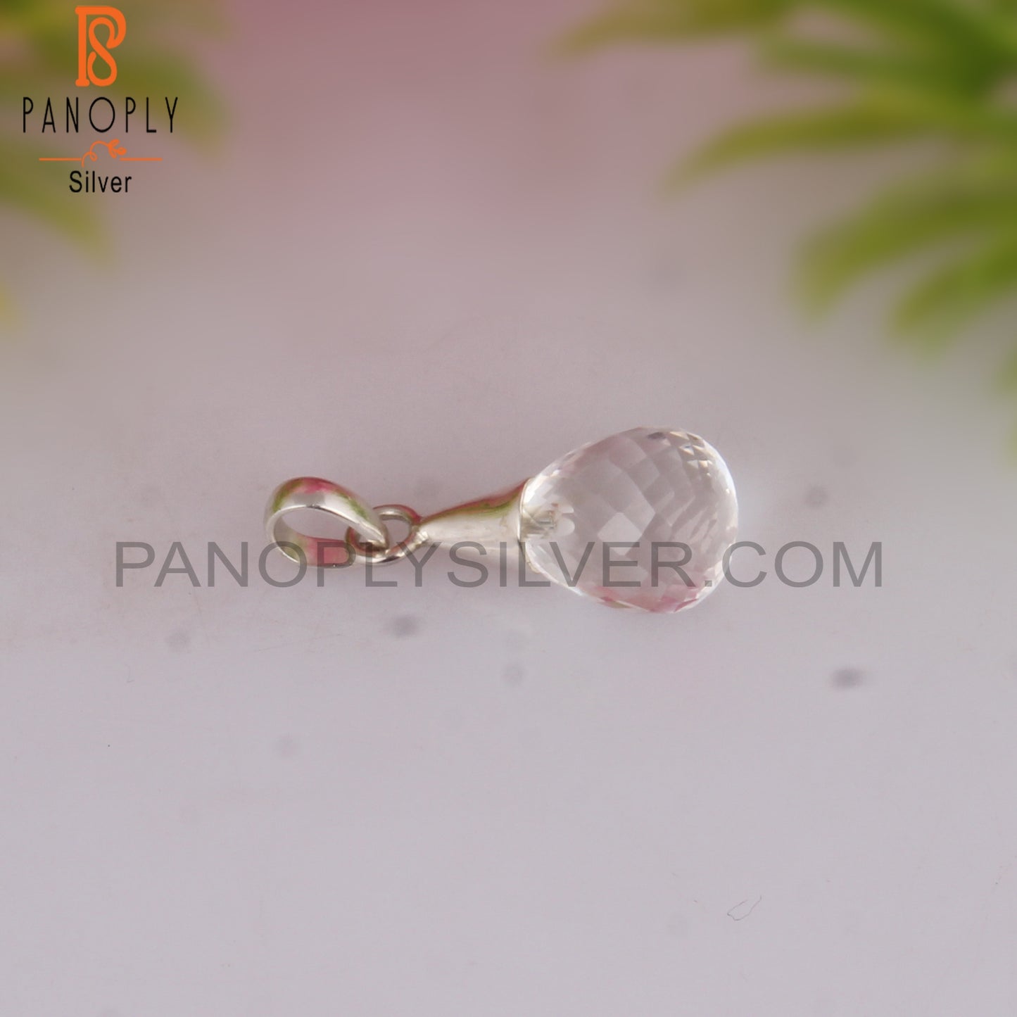 Crystal Quartz Drop Shape 925 Sterling Silver Pendant